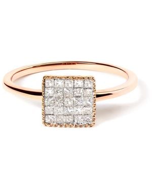 Haus of Brilliance 10K Rose 1/3 Cttw Invisible Set Princess Cut Diamond Composite Square Shape Ring - Metallic