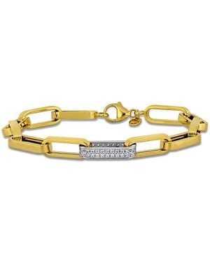 Amour 1/2 Ct Tgw Cubic Zirconia Paperclip Link Bracelet - Metallic