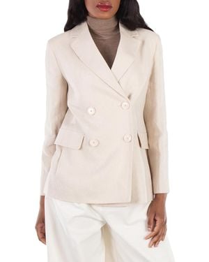 Max Mara Laura Double-Breasted Linen Blazer - Natural