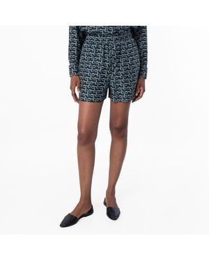 Burberry All-Over B-Print Silk Shorts, Brand Size 12 Us - Blue