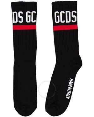 Gcds Logo-Embroidered Ribbed Socks - Black