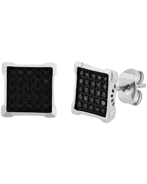 Robert Alton 1/4Ctw Diamond Stainless Steel Square Stud Earrings - Black