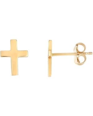 Tresorra 14K Cross Stud Earrings - Metallic