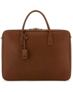 Saint Laurent Caramel Leather Briefcase - Brown