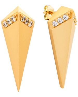 Sole du Soleil Lupine Collection 18K Yg Plated Satin Finish Prism Fashion Earring - Yellow