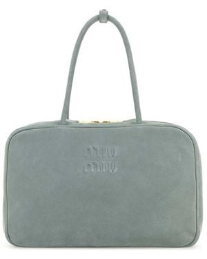 Miu Miu Powder Suede Handbag - Gray