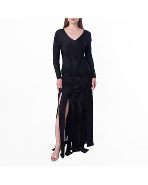 Burberry Ladies Anatori Long-Sleeve Panelled Knit Gown - Black