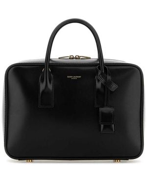 Saint Laurent Leather Sac De Jour Handbag - Black