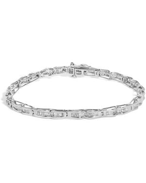 Haus of Brilliance 10K 2.00 Cttw Baguette Diamond Channel Set Link Bracelet - Metallic