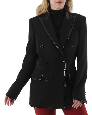 Moschino Double-Breasted Piped Blazer, Brand Size 46 (Us - Black