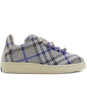 Burberry Check Knit Box Low-Top Sneakers, Brand Size 35 Us - Blue