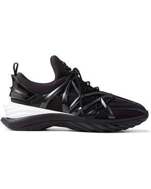 Jimmy Choo Cosmos/M Neoprene And Leather Trainers, Brand Size 40 Us - Black