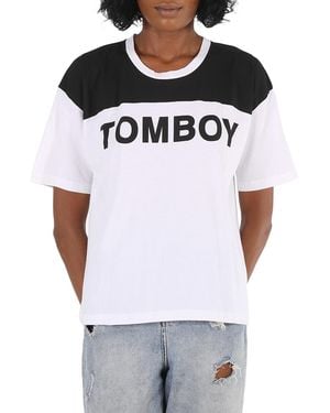Filles A Papa Tomboy Colourblock Logo T-Shirt, Brand Size 0 - White