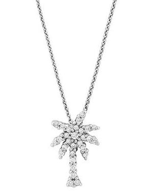 Roberto Coin 18k White Gold Tiny Treasures Diamond Palm Tree Pendant - Metallic