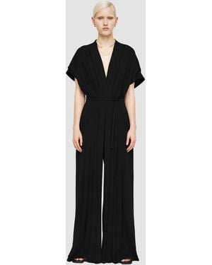 JOSEPH Sofia Airy Plissé Jumpsuit - Black