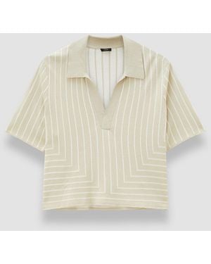 JOSEPH Geometric Jacquard Silk Blend Top - Natural