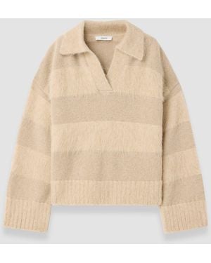 JOSEPH Take Brushed Alpaca Striped Jumper - Natural