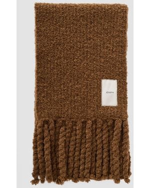 JOSEPH Kai Fluffy Bouclé Scarf - Brown