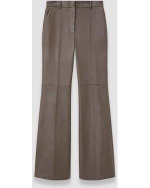 JOSEPH Tafira Leather Stretch Trousers - Grey