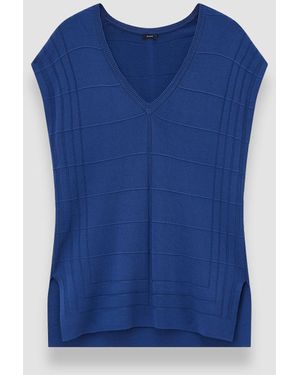 JOSEPH Viscose Grid Knit Top - Blue