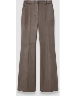 JOSEPH Tafira Leather Stretch Trousers - Grey