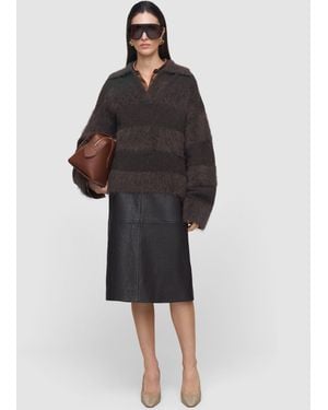 JOSEPH Take Brushed Alpaca Striped Jumper - Black