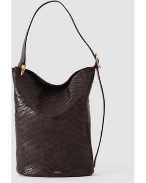 JOSEPH Bucket Woven Leather Bag - White