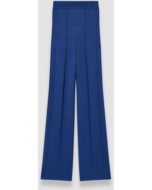 JOSEPH Viscose Grid Knit Trousers - Blue