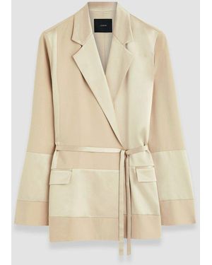 JOSEPH Amelia Shiny Matte Satin Jacket - Natural