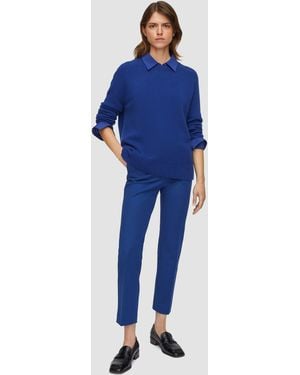 JOSEPH Open Cashmere Round Neck Jumper - Blue