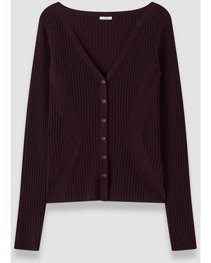 JOSEPH Alba Merino Wool Rib Cardigan - Red