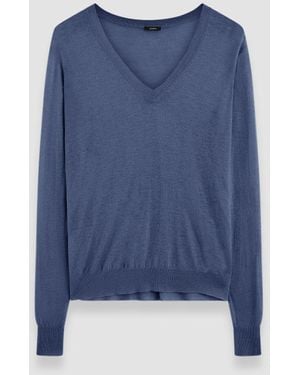 JOSEPH Cashair V Neck Jumper - Blue