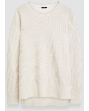 JOSEPH Diagonal Knit Round Neck Jumper - White