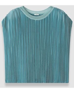 JOSEPH Cedre Pleated Satin Top - Blue