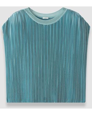 JOSEPH Cedre Pleated Satin Top - Blue