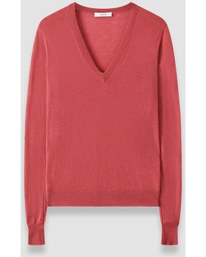 JOSEPH Cashair V Neck Jumper - Red