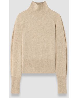 JOSEPH Oxna Light Pure Cashmere High Neck Jumper - Natural