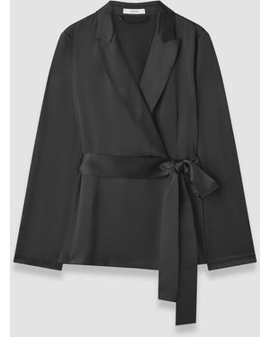 JOSEPH Archer Silk Satin Jacket - Black