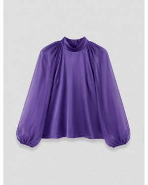 JOSEPH Cave Double Satin Blouse - Purple