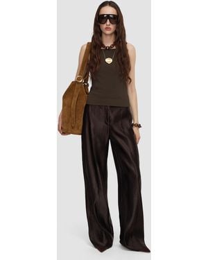 JOSEPH Jnane Silk Linen Blend Trousers - Brown