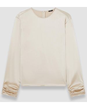 JOSEPH Anna Ruched Silk Satin Blouse - White