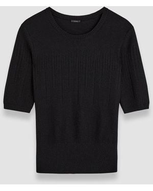 JOSEPH Gradient Stitch Round Neck Top - Black