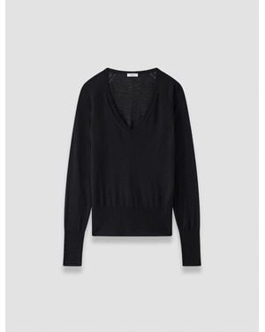 JOSEPH Cetus Cashair V Neck Jumper - Black