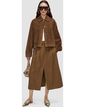 JOSEPH Kharis Cotton Twill Skirt - Brown