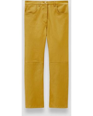 JOSEPH Duke Leather Stretch Trousers - Yellow