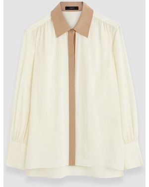 JOSEPH Evora Silk Crepe De Chine Colour Block Blouse - White