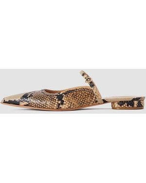 JOSEPH Parisa Snake Print Leather Ballerinas - White