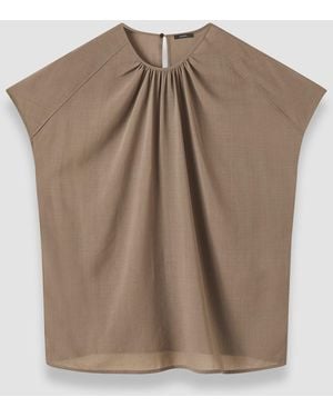 JOSEPH Broca Sheer Fine Wool Blouse - White