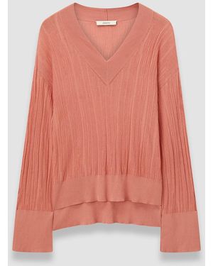 JOSEPH Jardin Silk Cotton Rib Jumper - Pink