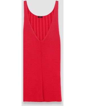 JOSEPH Satiny Rib Knitted Tank Top - Red